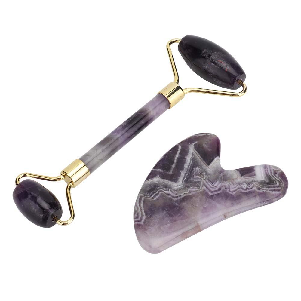 Double Head Face Massage Roller Anti Wrinkle Pain Relief Body Scraping Board Purple