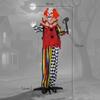 Creepy Clown, Halloween Animatronic, 173 Cm, Glowing Eyes, Sound Activation, Movable Arms and Head, Battery Operated, Plastic, Metal, Red
