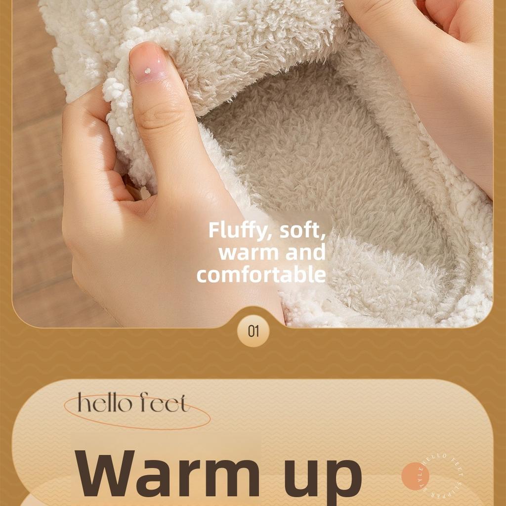 Bear Head Cotton Slippers for Women In Autumn and Winter, Indoor Plush Cute Thick Soled Warm Fur Slippers