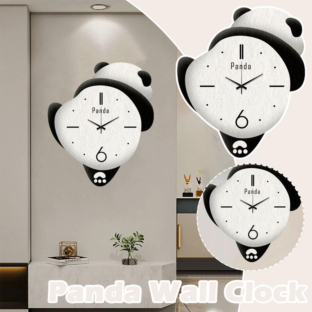 New Cute Panda Wall Clock Creative Silent Living Room Bedrooms Decorations Learning Nurseries Home Cartoon Clock Kids M2Y8