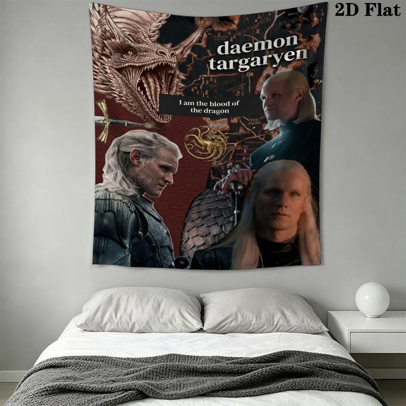 Tapiz de Pared de Daemon Targaryen Colgante de Pared Estético Manta de Tela Impresa Tapices Decorativos para Dormitorio Sala de Estar Decoración del Hogar