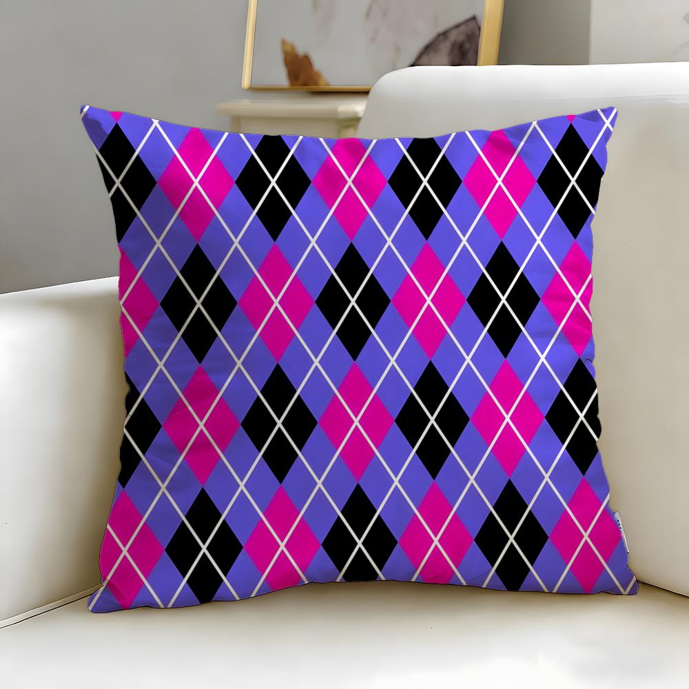 Diamond Pattern Cushion Cover Soft  EasyWash Pillow Case  Versatile for Couch Bed Travel and Office