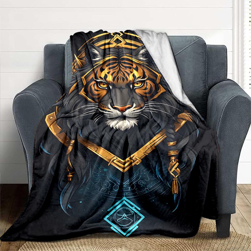 1PC Tiger Head Ornament Blanket - Soft Warm All-Season Throw for Sofa, Bed, Car, Office, Throw For Sofa yy250916110