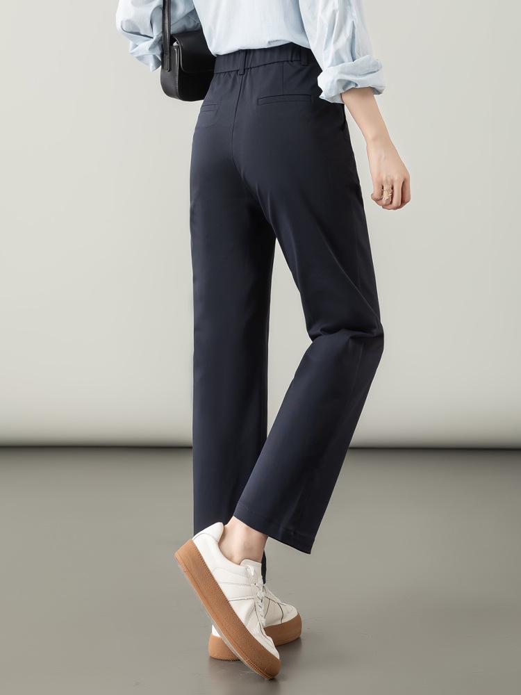 Women's High Waist Slimming Lyocell Cotton Straight-Leg Cigarette Pants for Autumn 2025