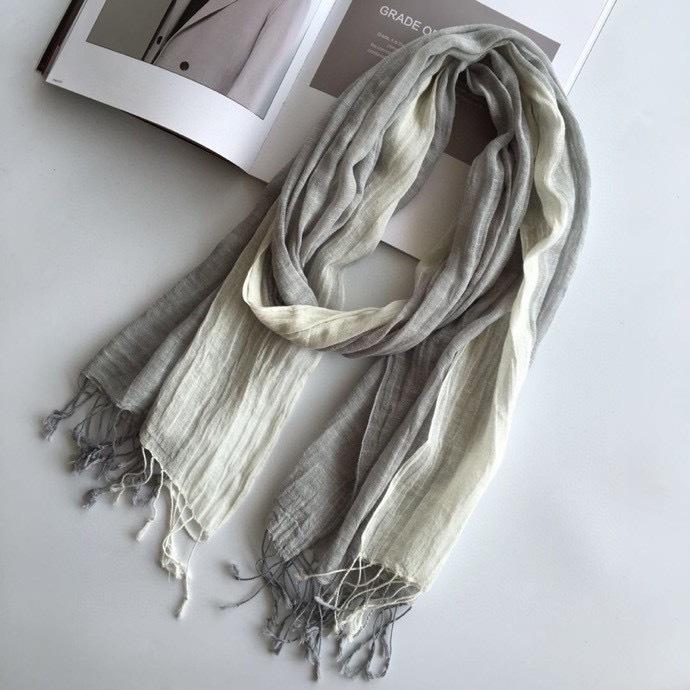 Direktlieferung Baumwoll- und Leinentücher, Modische Literarische und Literarische Leinen-Baumwollmischung Leicht Knitterig Herrenschals, Retro Ethno-Stil