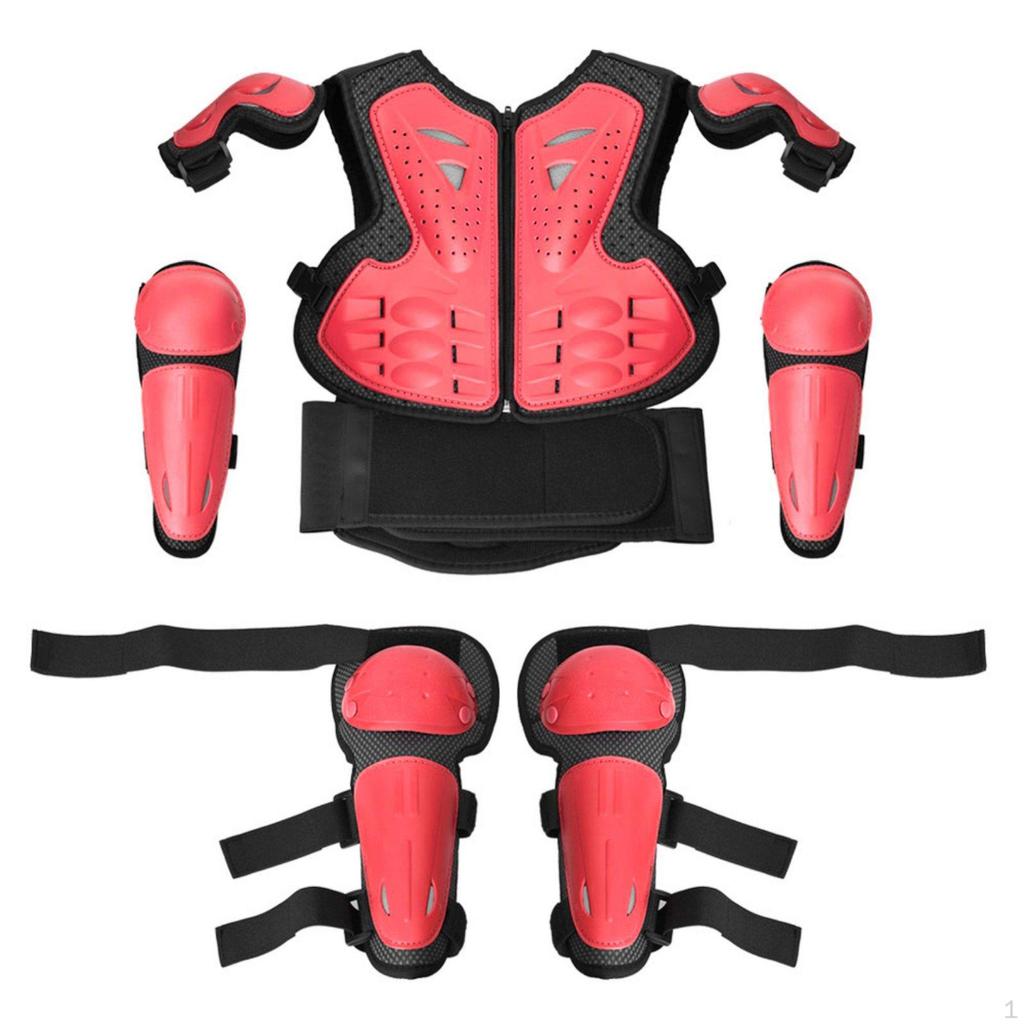 5 Pieces Skating Protector Kit Padded Children's Vest Knee and Elbow Pad Set for Kids, Bicycling,