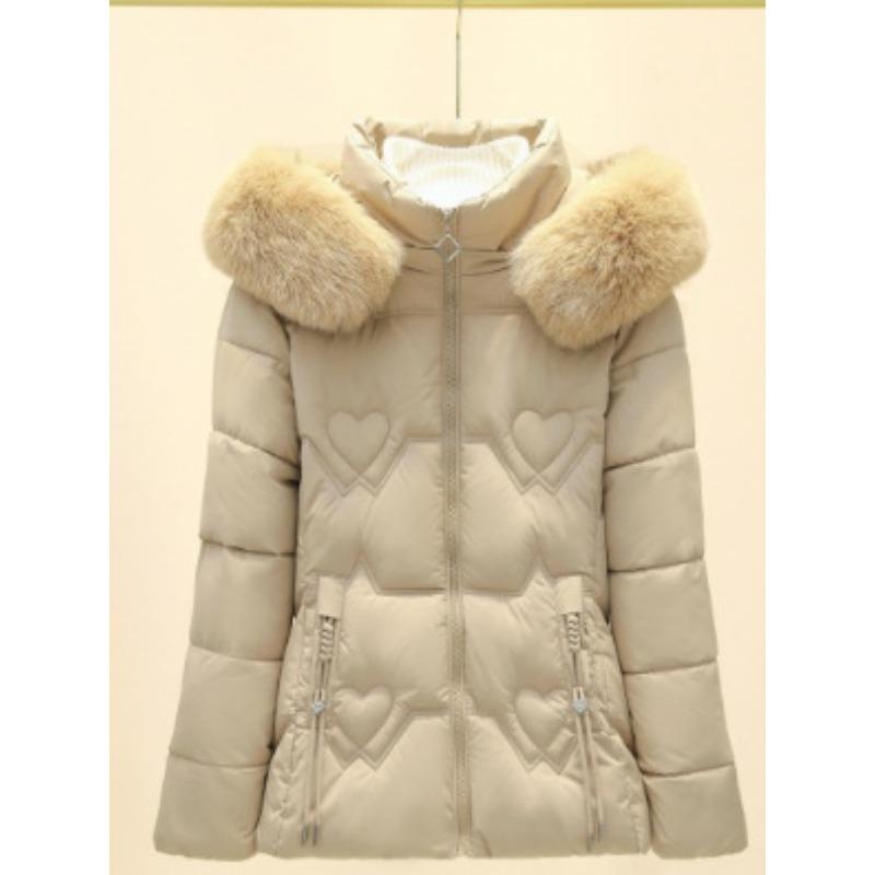 New big fur collar short slim and thin cotton-padded coat women's removable hat student jacket cotton-padded jacket