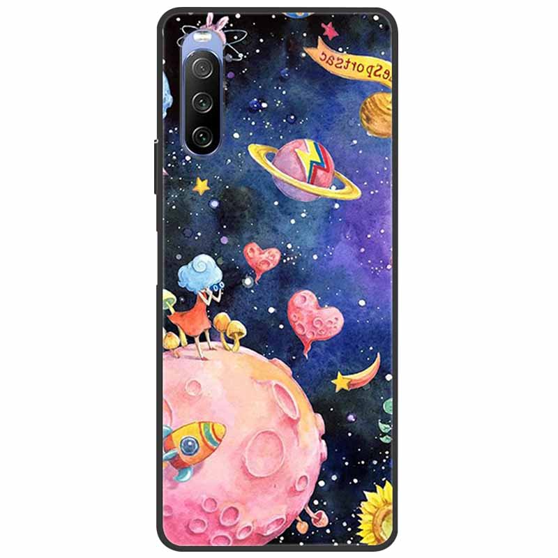 Soft Cover For Sony Xperia 10 III /5 III /1III Case Silicone Painted Marble Cat Funda Cover for Sony Xperia 1 II /10 II /5 Coque