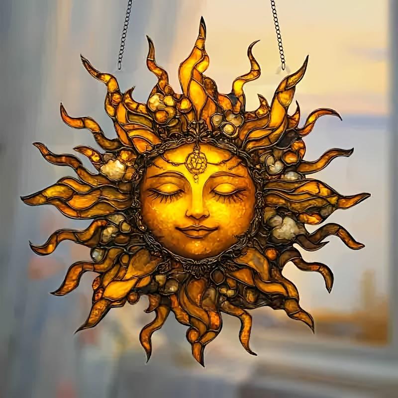 1Pc Sun Goddess Hanging Decoration Pendant Wind Chime Suncatcher Home Window Ornament Garden Decor Car Interior Decoratio