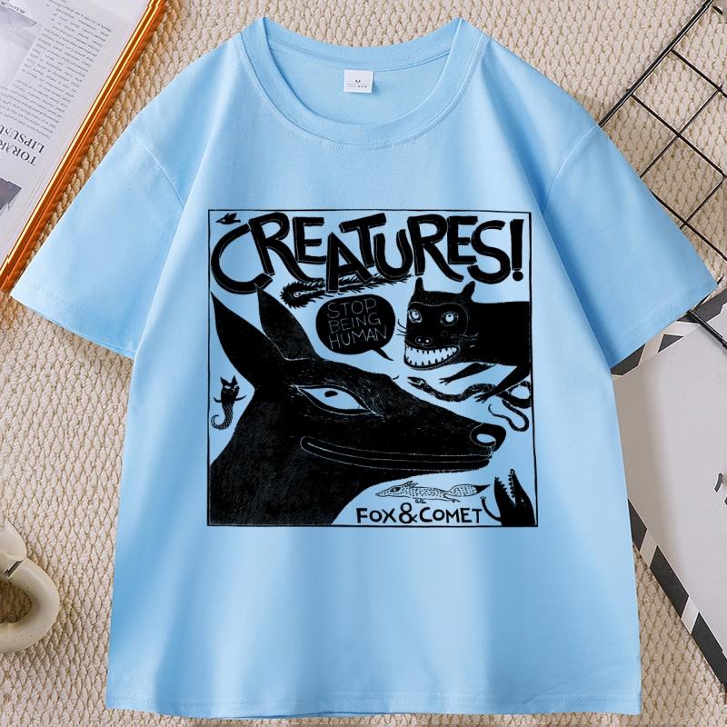 

Funny Animals Printed Tshirt Unisex Women Fox Graphic Tees Cotton Short Sleeve Round Neck Tshirts Soft Comfortable Streetwear 4XL