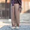Women Vintage Warm Straight Pants Plus Cotton Winter Linen Trouser Elastic Waist Solid Color Women Soft Pants