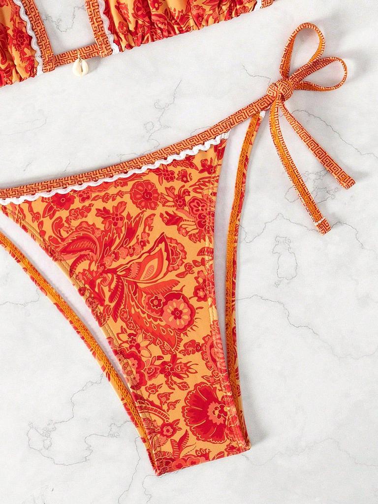 European & American Print Sexy Tie-up Bikini Set (2025)