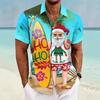 3D Print Christmas Themed Santa Claus Graphic Beach Shirts Men's Short Sleeve Lapel Hawaiian Shirt Summer Button Vacation Shirts