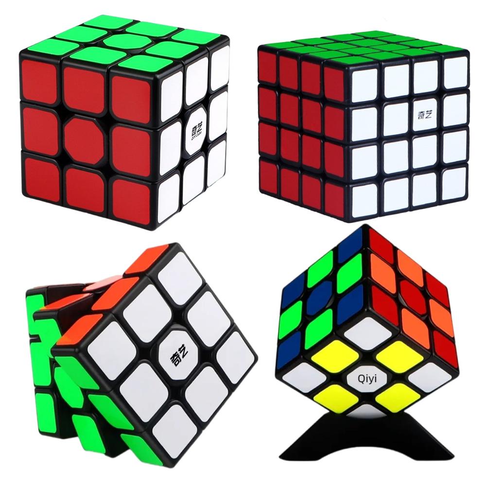 Qiyi Magic Cube 3x3 4x4 Black Stickers Educational Puzzle Magic Cube Toys For Children Kids Gift Toy Cubo Magico
