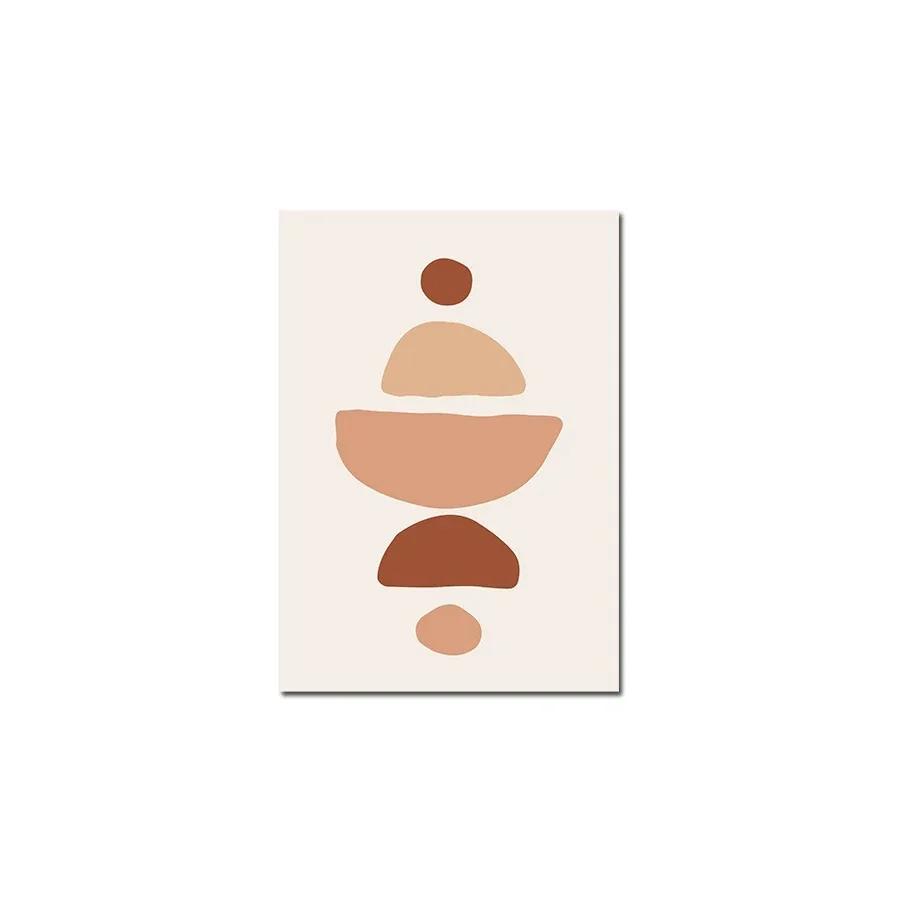 

Neutral Landscape Sun Moon Shapes Bohemian Style Minimalist Wall Art Canvas Painting Posters for Living Room Modern Home Decor 21X30CMNo Framed