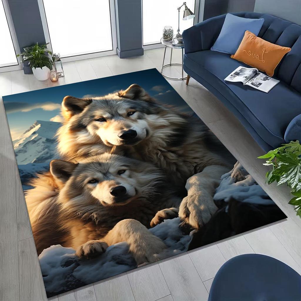 Norse Mythology Fenrir Wolf Beast Cartoon Rug for Bedroom Living Room Sofa Home Doormat Decor, Large Kid Play Non-slip Floor Mat