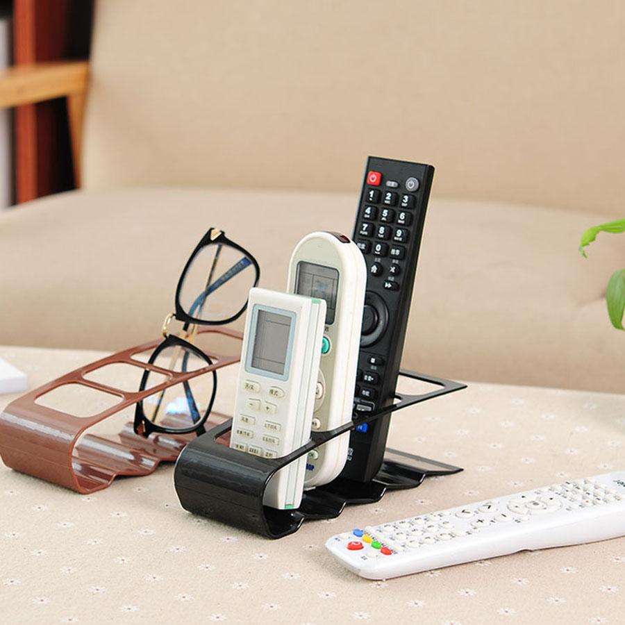 Plastic Remote Control Storage Rack 4 Grid Desktop Organizer Holder for Table Desk