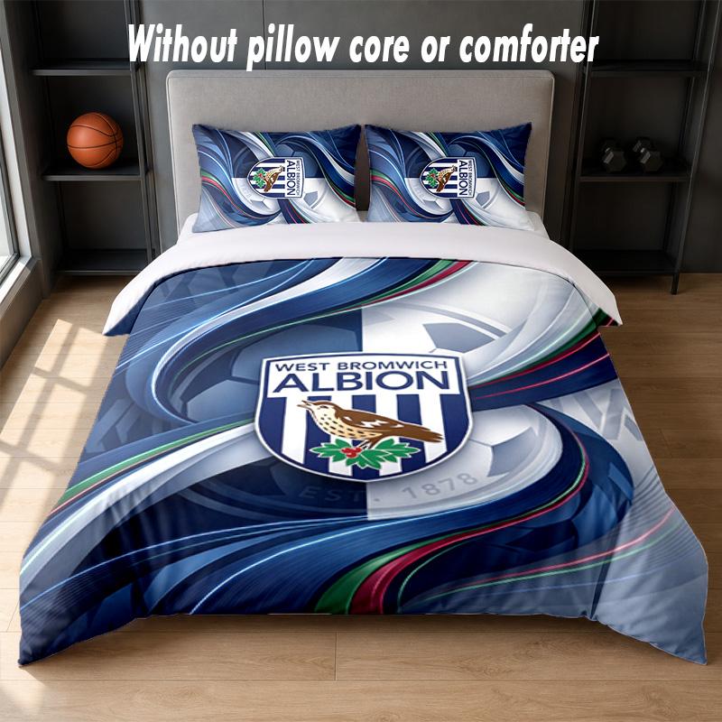 West Bromwich Albion Football Design Set Biancheria da Letto 1 Copripiumino + 2 Federe Morbido Traspirante Biancheria da Letto per la Casa