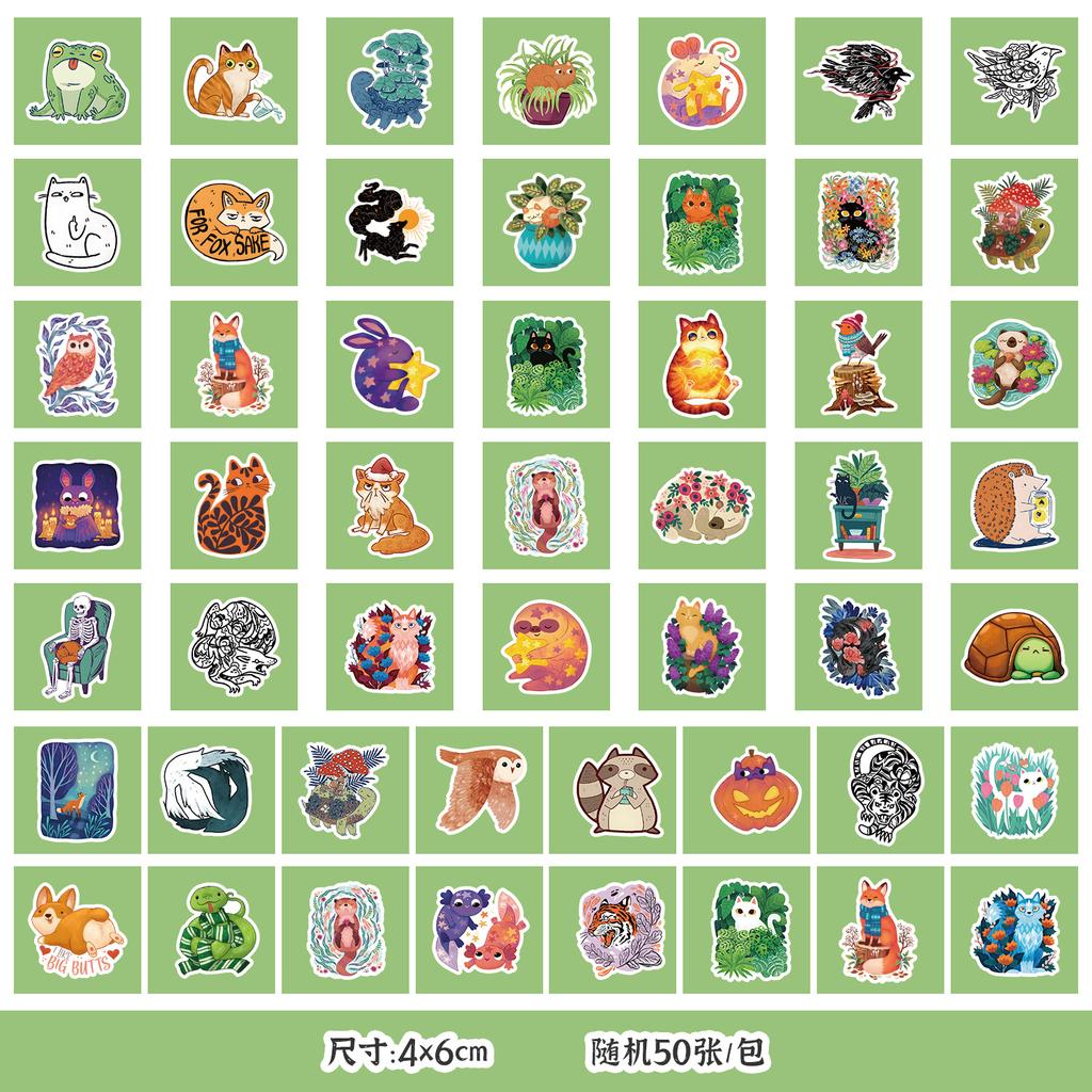 50 Pictures of Non-repeat Cute Style Graffiti Stickers Mobile Guitar Decoration Waterproof Stickers Children DIY Hand Account Stickers