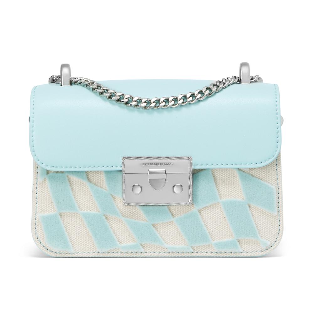 New CHARLES&KEITH PU Small Square Bag, Crossbody Bag, Shoulder Bag Trumpets Women's Butter/Black/Light Blue/Mint Green CK2-80701218-6