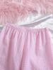 2 Pieces Girls Short Sets, Bow Graphic T-Shirt & Pink Gingham Wide Leg Pants Set for Kids Size 8-12 Years
