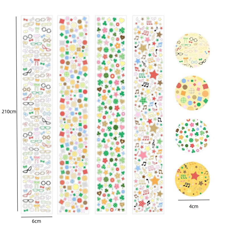PET Doodle Sticker Tapes Clover Stickers Glasses Idol Cards Decor Scrapbook Journal DIY Decoration Supplies