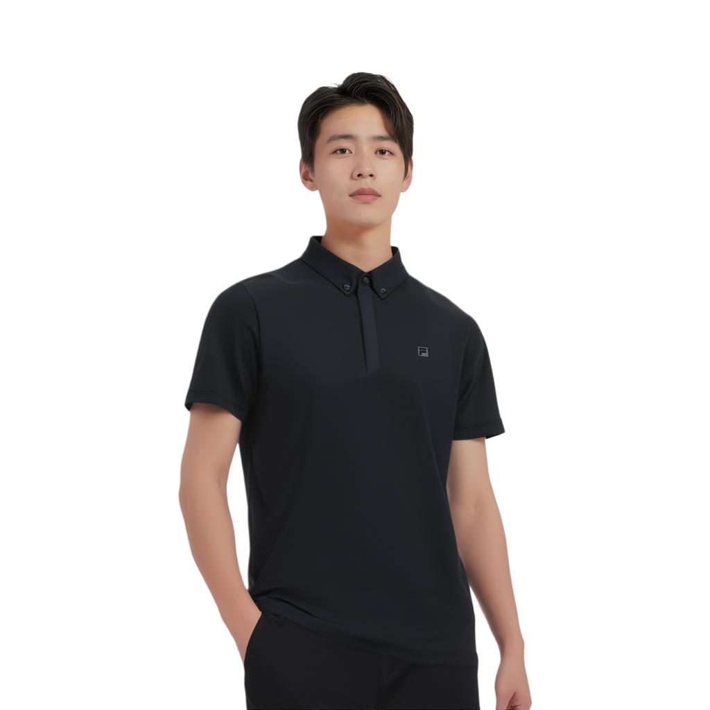 Men's FILA Polo Shirts Men's Black Polo Collar Moderate Straight Fit