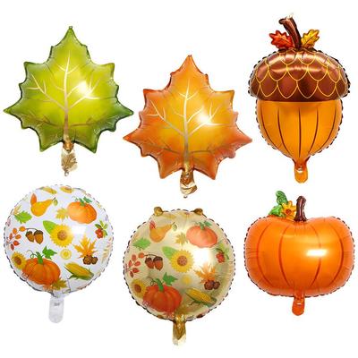 Thanksgiving Autumn Leaf & Pumpkin Shaped Foil Balloon
