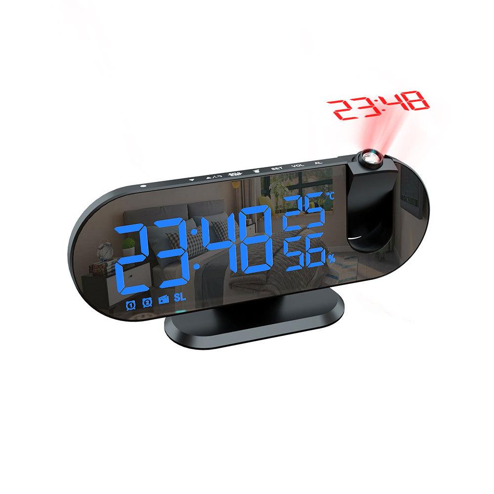 Multifunctional RGB Radio Projection Clock Creative LED Alarm Clock Temperature and Humidity Digital Projection Clock Mirror Electronic Clock