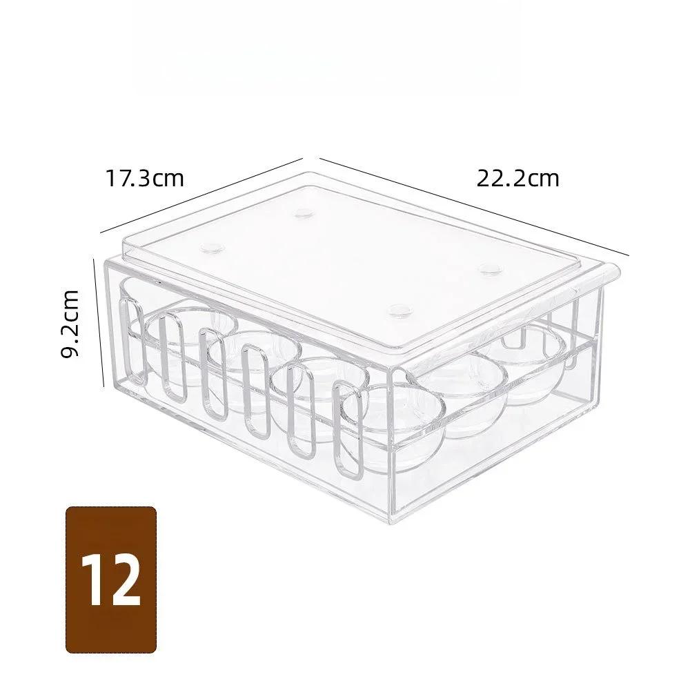 12/18 Grid Drawer Style Egg Holder Food Grade Stackable Fresh Keeping Box Kitchen Fridge Household Egg Storage Organizer Shelf