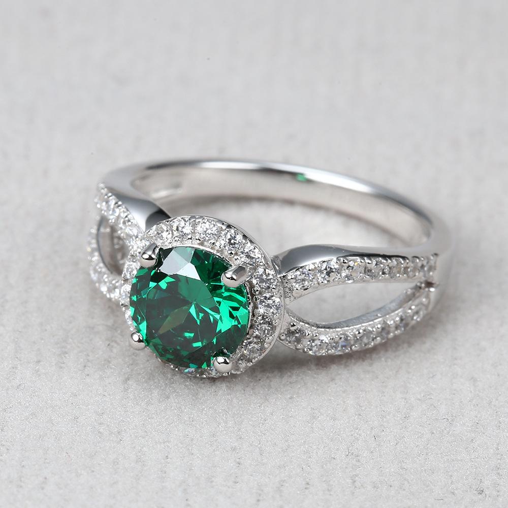 925 Sterling silver ring, green zircon women's zircon jewelry, daily wear jewelry gifts
