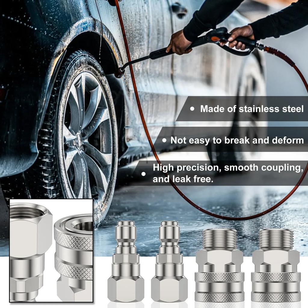 Pressure Washer Adapter Swivel Fittings M22 14mm to 3/8 Inch Quick Connect Hose Adapter Pressure Washer Connector for Hose Pump