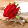Best Man Brooch Pastoral Style Natural Romantic Realistic Rose Decorative Faux Pearl Wedding Party Groomsman Coat Pin Wedding Prop
