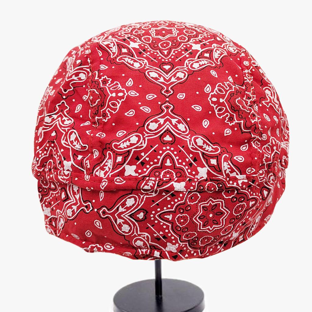 Trifong Bandana Cap Red Cotton Paisley Pirate Hat Quick Dry Sweat Wicking Breathable Summer UV Protection Doo Rag Inner Cap Bicycle Helmet Anti-UV