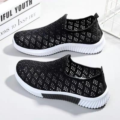 Été Chaussures en Tissu Semelle Plate Creuse Chaussures de Tennis pour Femmes Chaussures de Sport et de Loisirs Chaussures Plates Confortables