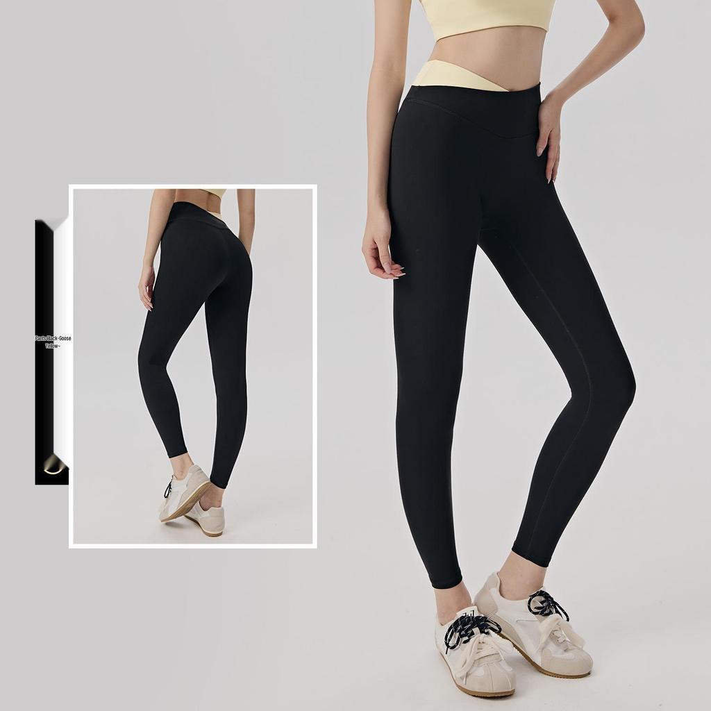 Damen Color-Block Yoga-Set: Patchwork Sport-BH, Antibakterielle V-Ausschnitt High-Waist Bauchkontrollhose