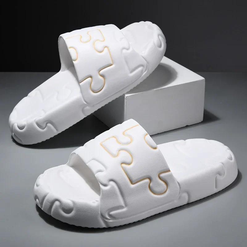 

Мужские тапочки на платформе, мягкие тапочки, модные женские шлепанцы из ЭВА, летняя повседневная обувь для пар 40-41 белый