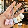Cute Flocked 3D Resin Bear Keychain Sweet Creative Student Phone Chain Pendant Bag Accessory Phone Strap Gift