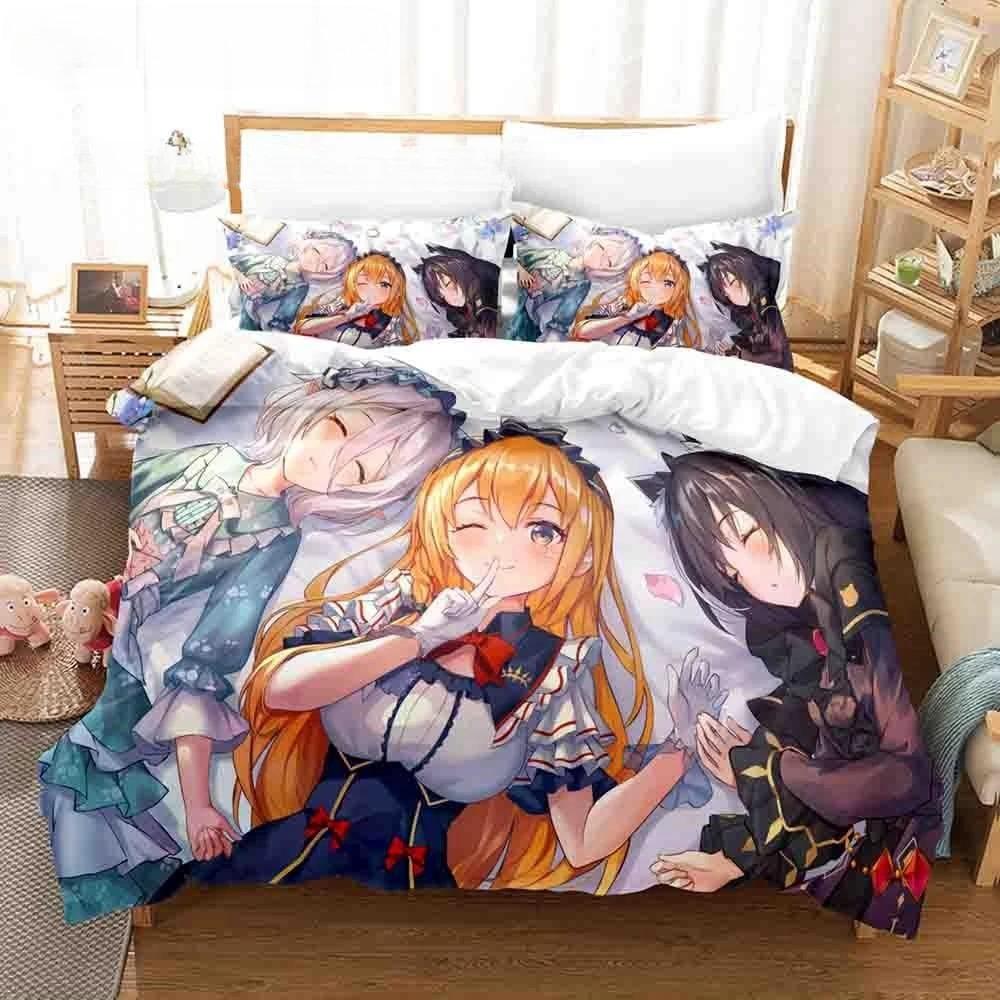 Anime Series Princess Bedding Set 200x200cm Duvet Cover Pillowcase , Anime Character Duvet Cover Set Luxury Boy & Girl Gifts