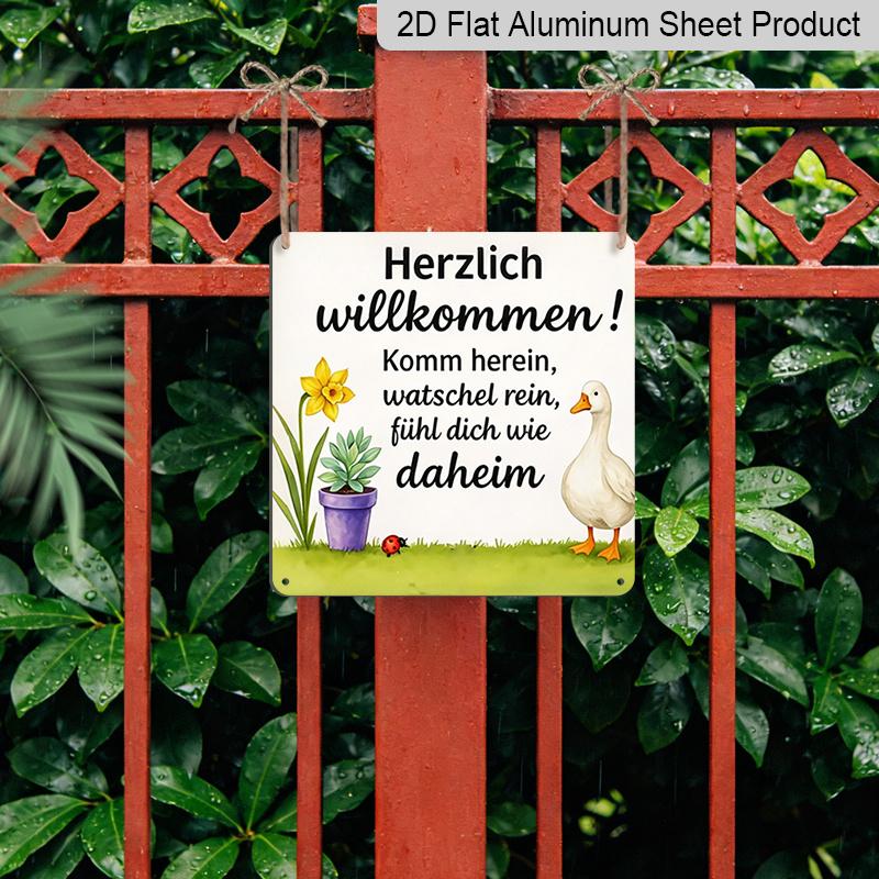 2D Flat - 1pc, Vintage Metal Sign, Decorative Plaque and Ornament, Welcome with A Farm Theme, Rustic Vintage Style, for Home, Café, and Decoration
