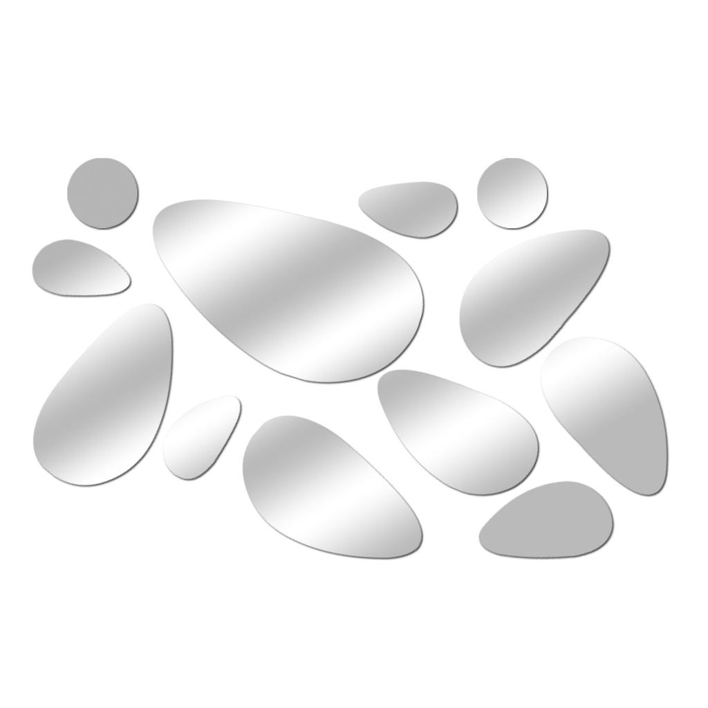 Adesivo de espelho em forma de seixo para fundo de parede de casa, sala de estar, quarto, adesivos