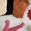 Gants tricotés à écran tactile tendance pour femmes, gants d'hiver chauds à bords en peluche, mitaines de cyclisme de sport coupe-vent, gants en peluche épais et doux au poignet