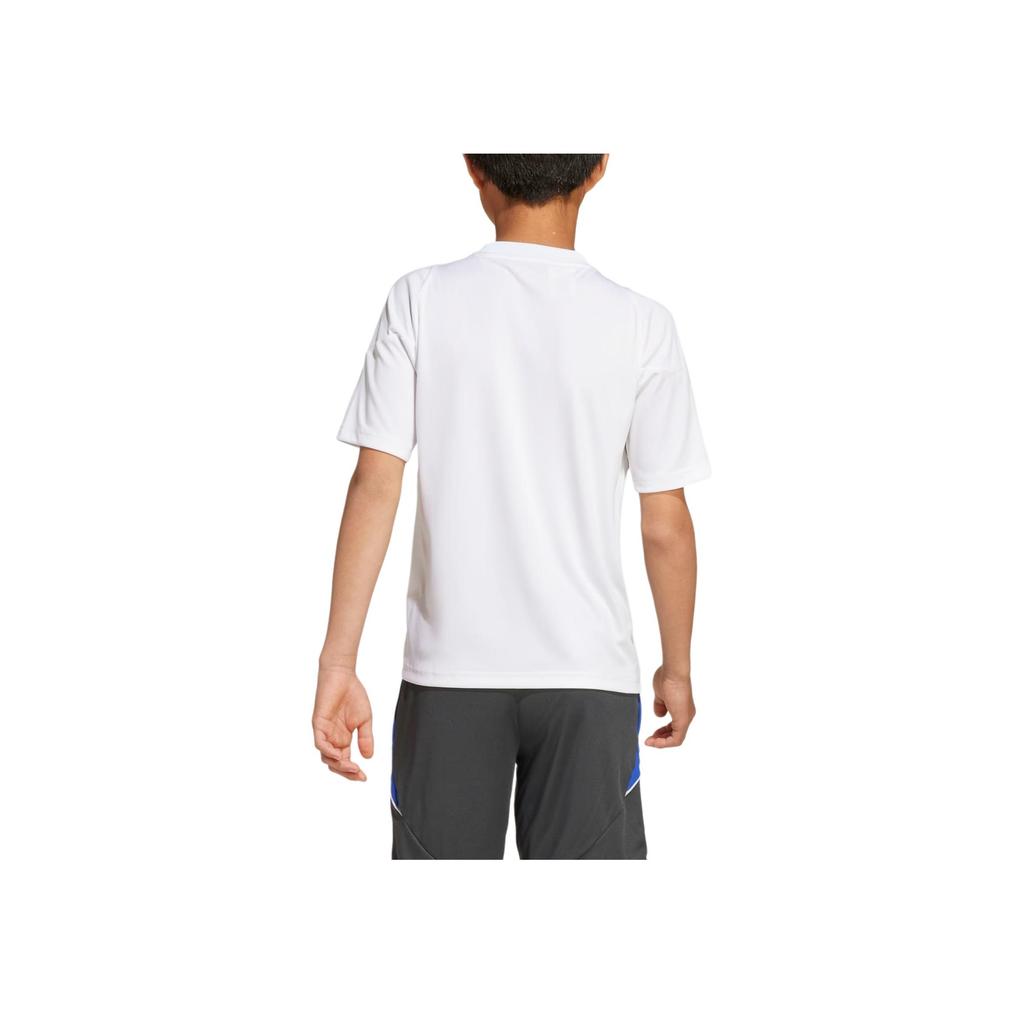 adidas Striped Round Neck Logo Short Sleeve T-Shirt Kids Tops White JI5460