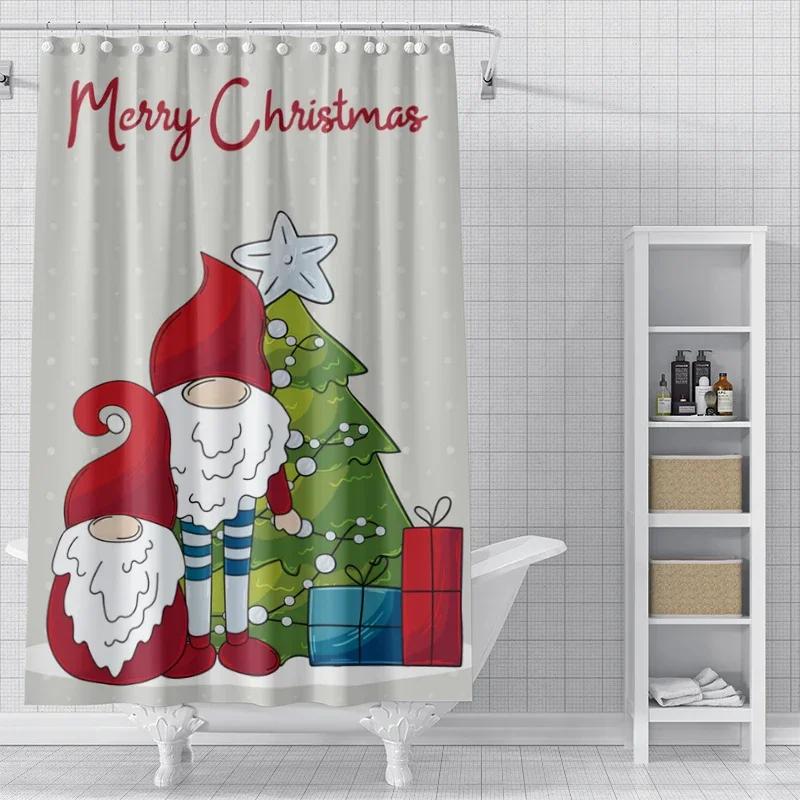 Home shower curtains for bathroom waterproof curtain fabric Modern Nordic style Living Room winter decoration Merry Christmas