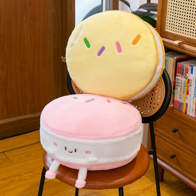 Cute Macaron Seat Cushion Throw Pillow Thickened Futon Tatami Seat Cushion Children's Sofa Cushion Lunch Break Sleeping Pillow