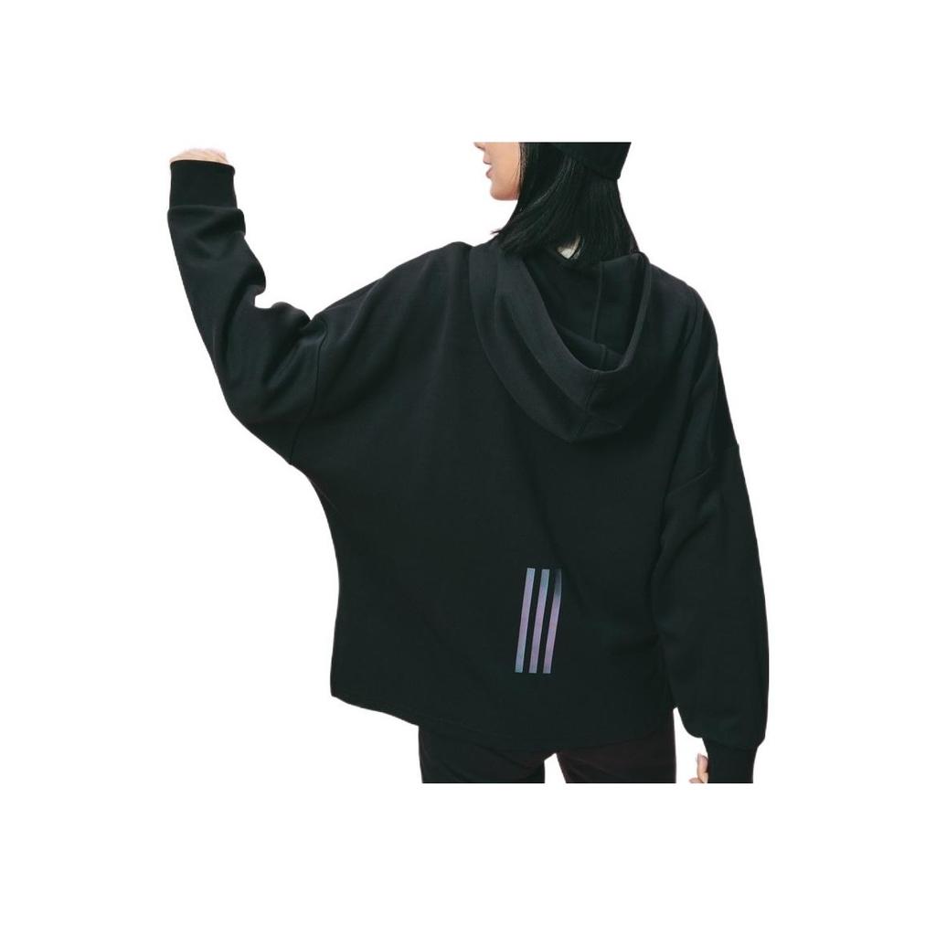 Adidas Neo Solid Color Hooded Heart Brand Logo Print Long Sleeve Sweatshirt Women Sweatshirt Black H18579