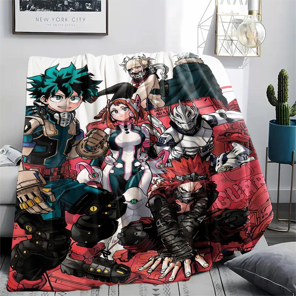 My Hero Academia Poster Pattern Flannel Blanket, High Quality Comfortable for All Seasons, Home Decor, Warmth and Comfort, Perfect for Gifts.