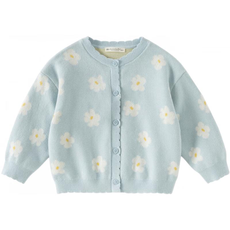 DAVE&BELLA Girls  Anti-Static Floral Knit Cardigan 90cm