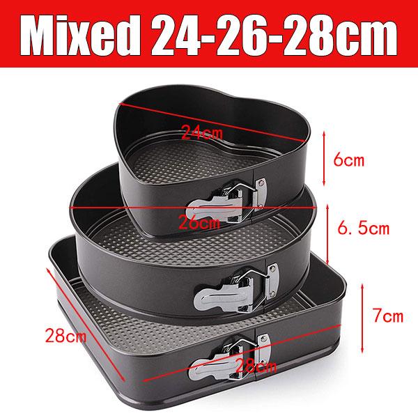 3Pack Professional Cheesecake Baking Molds Springform Pan Tin with Removable Bottom Nonstick Carbon Steel Cakes Mold Baking Tool