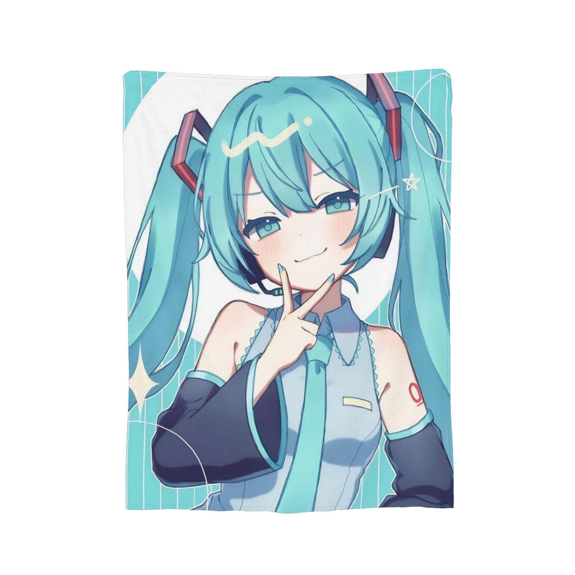 Hatsune Miku Anime Blanket Fleece Spring Autumn   Multifunction Super Soft Throw Blankets for Sofa Bedroom Bedding Throws 75x90cm